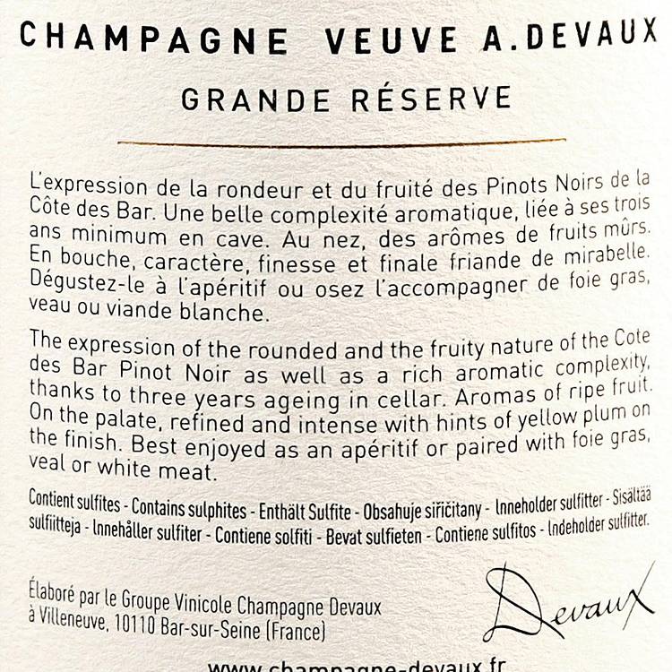 Le Champagne brut "Devaux" Grande Réserve AOP - 2