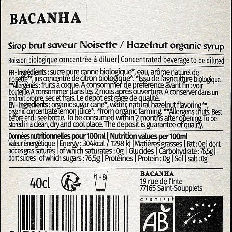 Le Sirop noisette brut BIO - 2