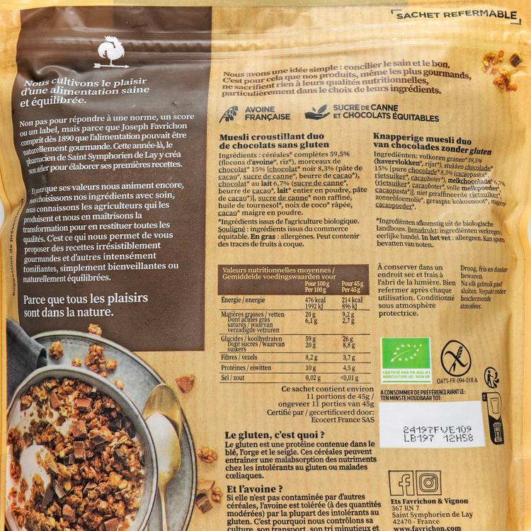 Le Muesli croustillant duo de chocolat BIO - 2
