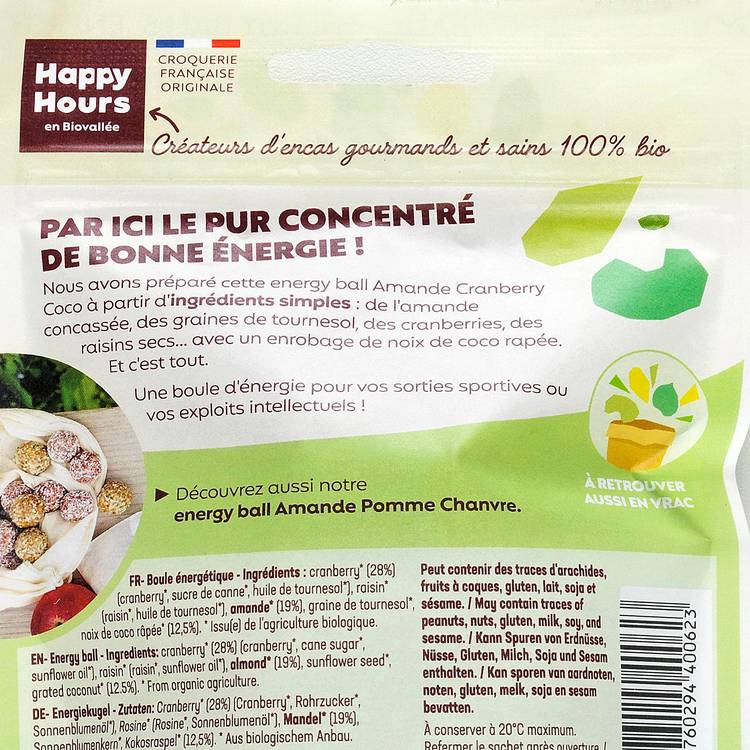 Les Energy balls amande cranberry coco BIO et  sans gluten - 2
