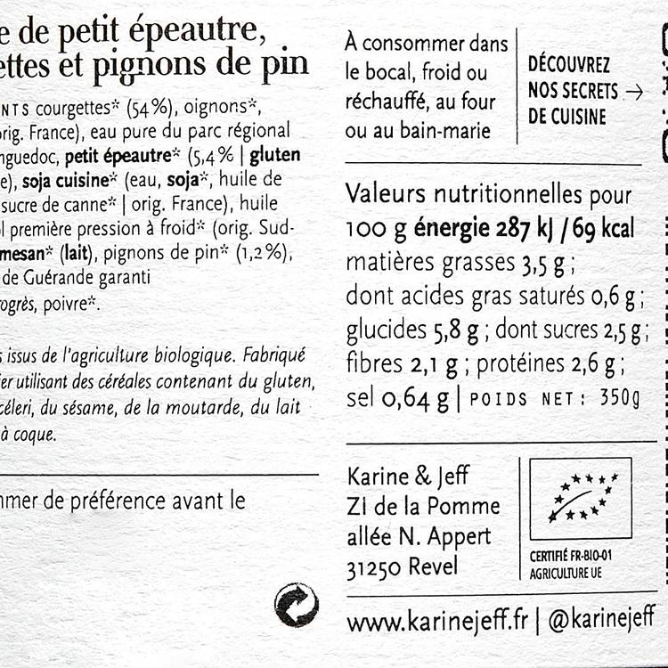 La Petit épeautre courgettes et pignons de pin BIO - 2