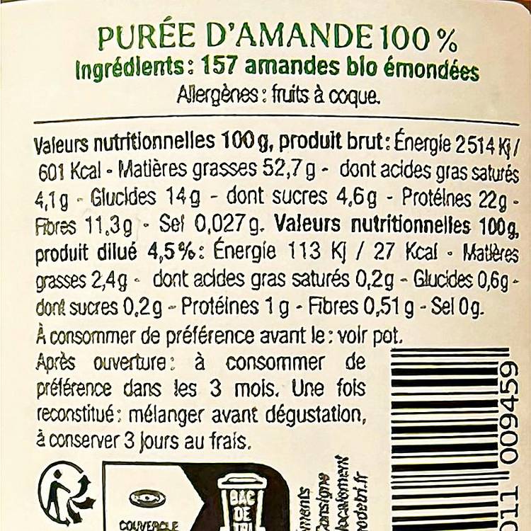 Le Lait d'amande à diluer  BIO - 2