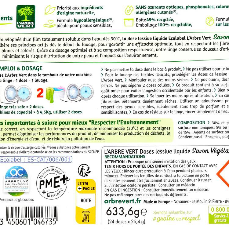 Les 24 doses de lessive au savon végétal "Arbre vert" - 3