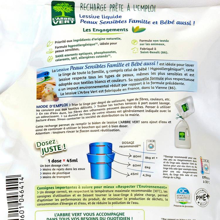 La Recharge de lessive liquide peaux sensibles - 34 lavages "Arbre vert" - 2