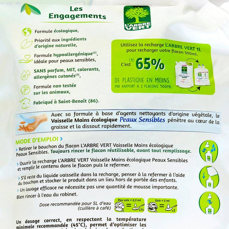 La Recharge de liquide vaisselle peaux sensibles "Arbre vert" - 2