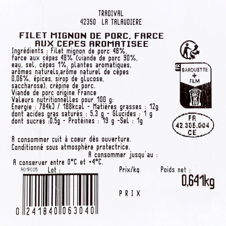 Le Filet mignon  de porc farci aux cèpes - 2