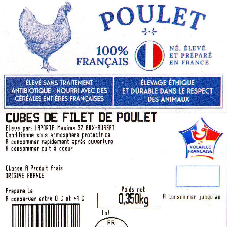 Les Cubes de filet de poulet jaune - 2