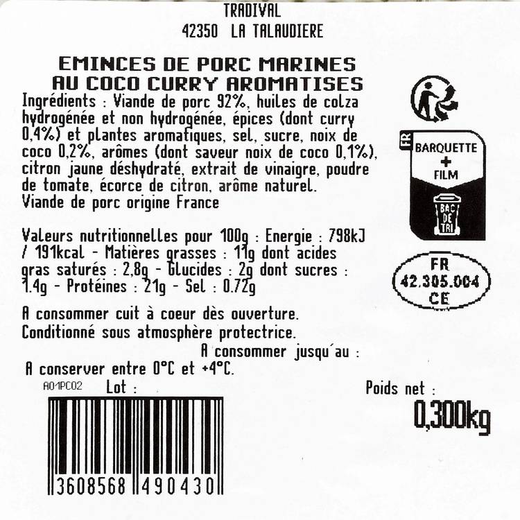 Les Emincés de porc coco curry - 3