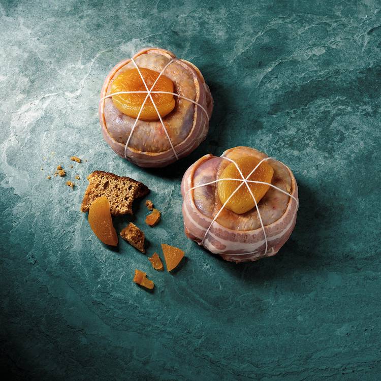 Les Paupiettes de pintade au foie de canard et  pain d'epice