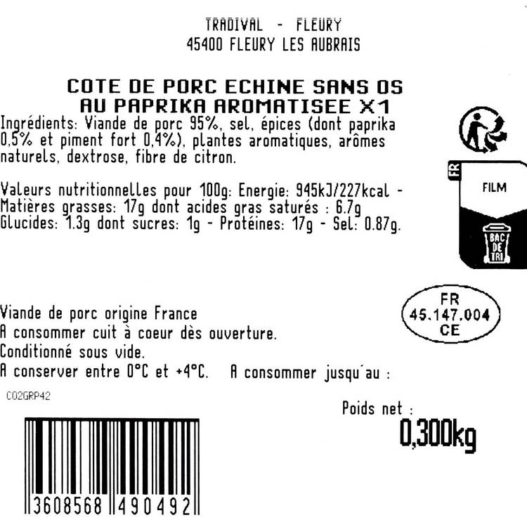 La Côte de porc échine tex mex - 2