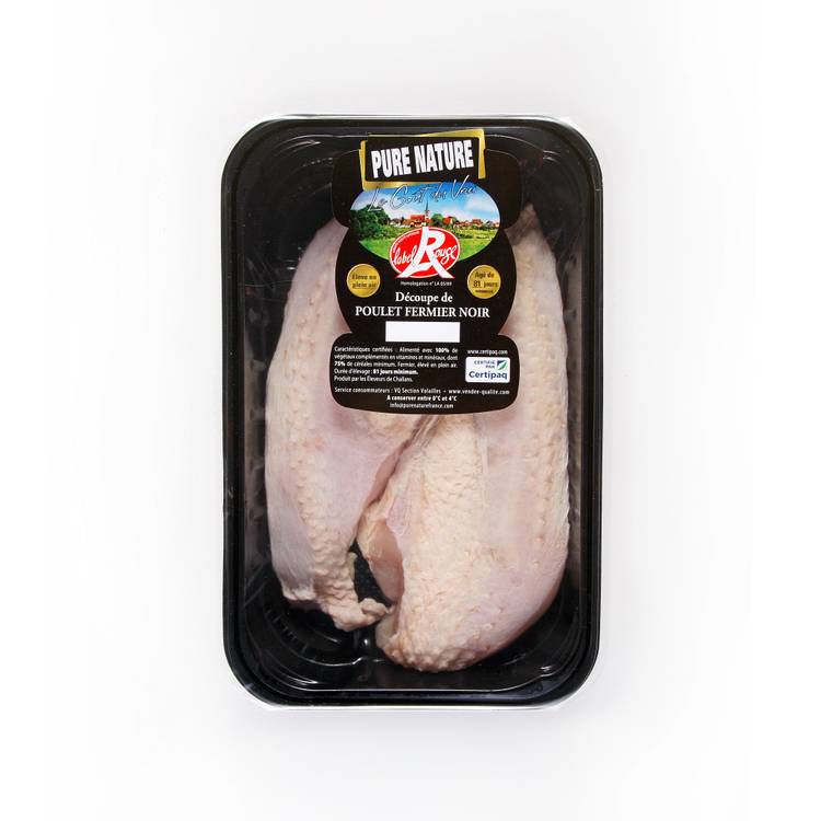 Les Filets de poulet fermier noir label rouge avec peau x2 "Faye" - 2
