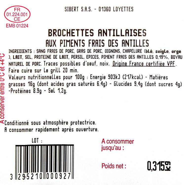 Les 3 Brochettes antillaises aux piments frais des Antilles VPF 315g - 3