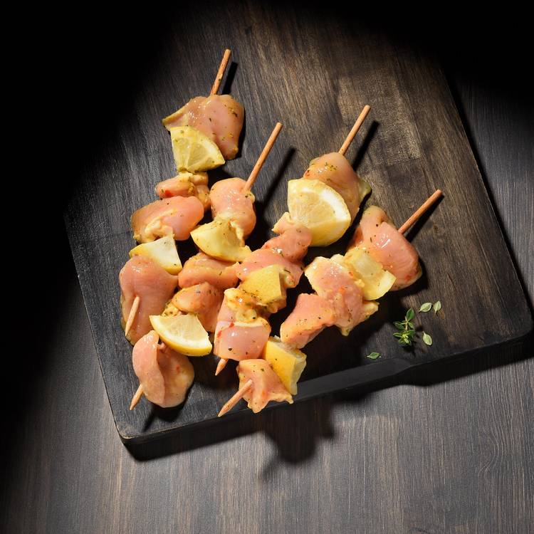 Les Brochettes de poulet thym citron