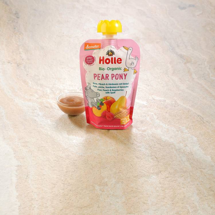La Gourde poire, pêche, framboises & épeautre BIO - compote dès 8 mois