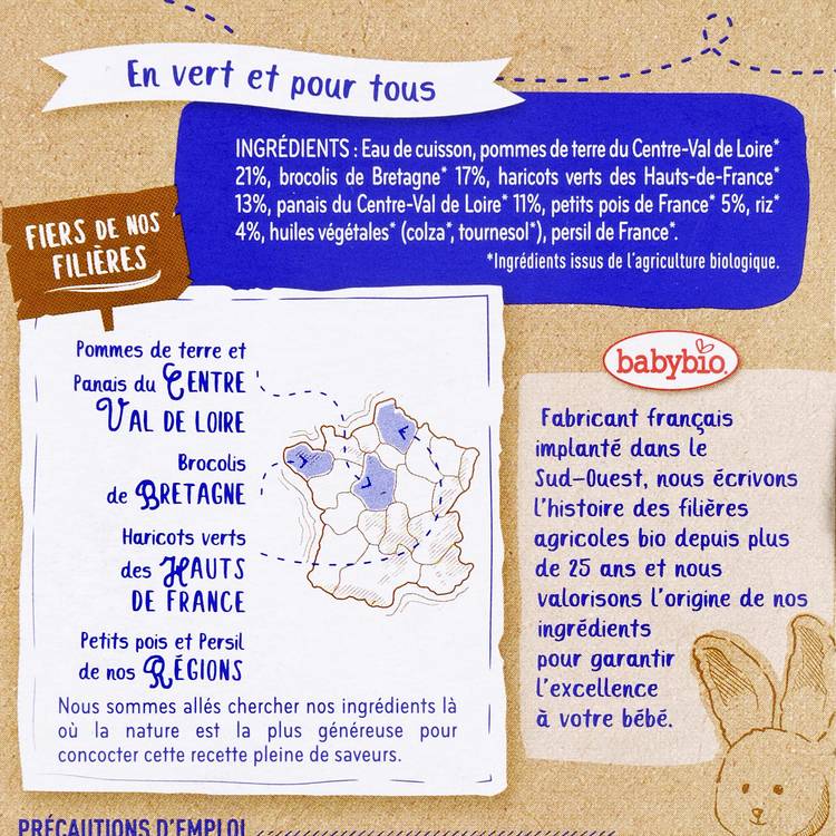 Délice de brocoli, haricots verts, riz au persil BIO - dès 12 mois - 2