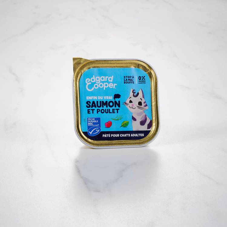 Le Pâté pour chat au saumon, poulet, cranberries, basilic et aneth "Edgard & Cooper"