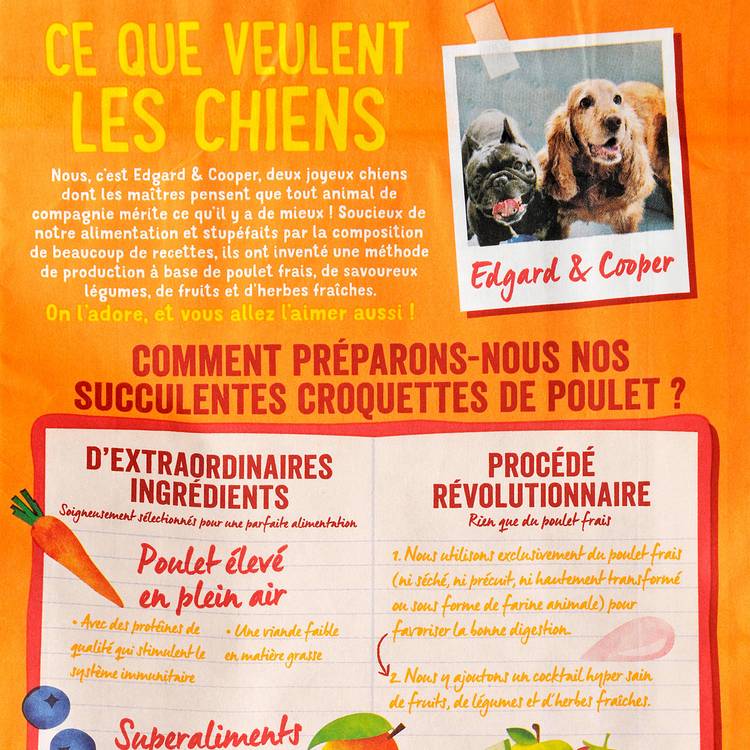 Les Croquettes pour chien au poulet, mangues, myrtilles, pommes et carottes "Edgard & Cooper" - 4