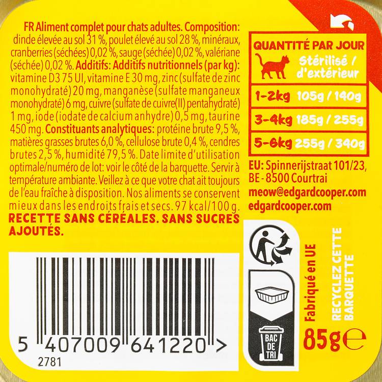 Le Pâté pour chat à la dinde et poulet  "Edgard & Cooper" - 2