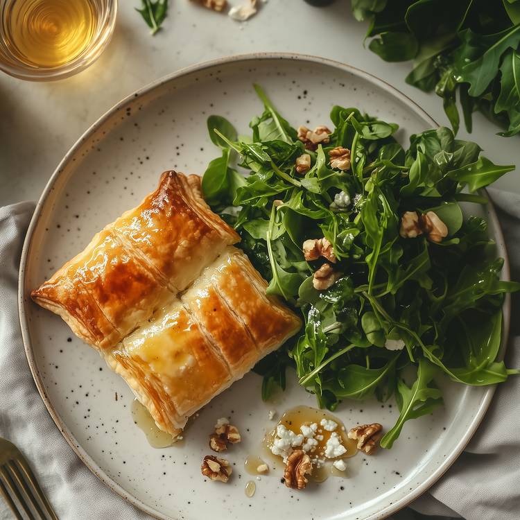 Le Feuilleté au chèvre et salade de mâche