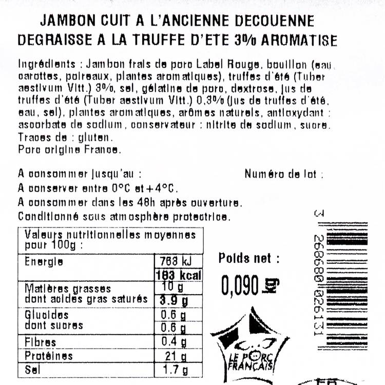 La Chiffonnade de jambon cuit à l'ancienne à la truffe dété - 2