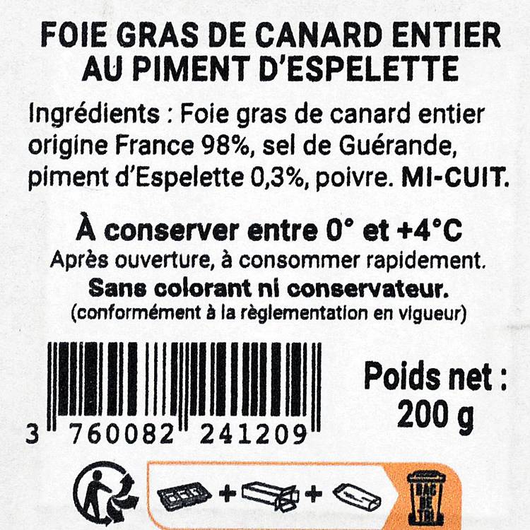Le Foie gras de canard entier mi-cuit au piment d'Espelette - 3
