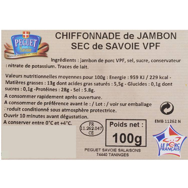 La Chiffonnade de jambon de Savoie VPF 100g - 2