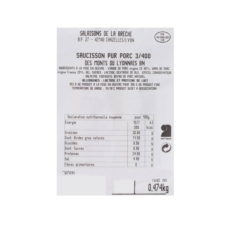 Le Saucisson pur porc artisanal 400g - 3