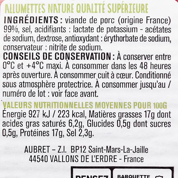 Les Allumettes de lardons fumés supérieurs VPF 2x100g "Aubret" - 3