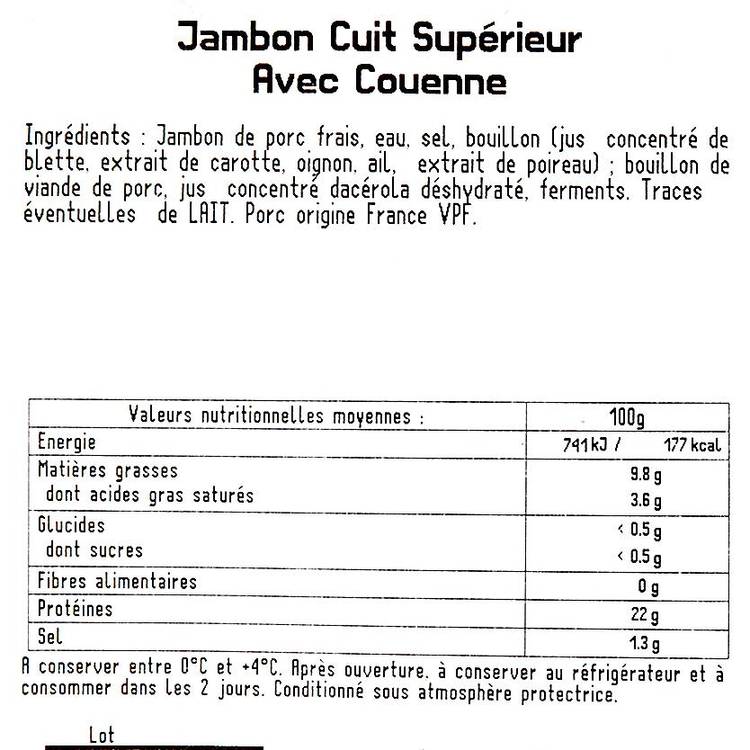Le Jambon cuit supérieur avec couenne 2 tranches 110g - 3