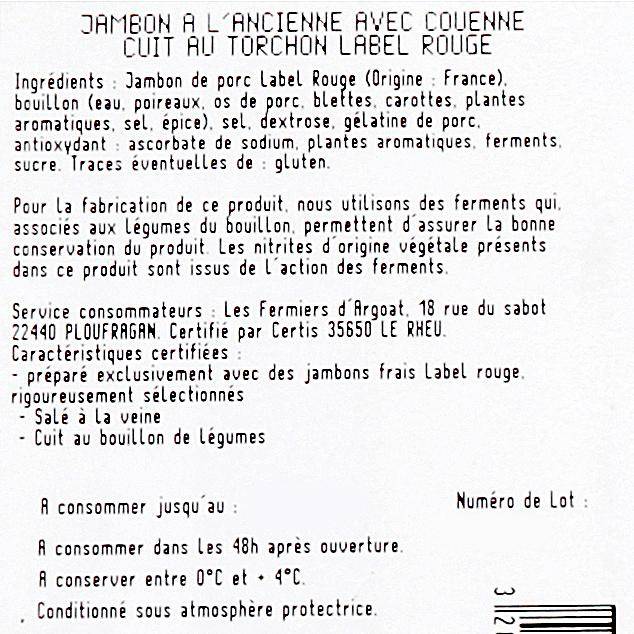 Le Jambon à l'ancienne sans sel nitrité x4 tranches Label Rouge 260g - 3