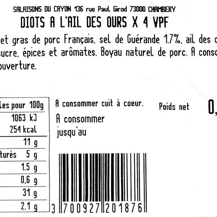 Les Diots de Savoie à l'ail des ours x4 - 3