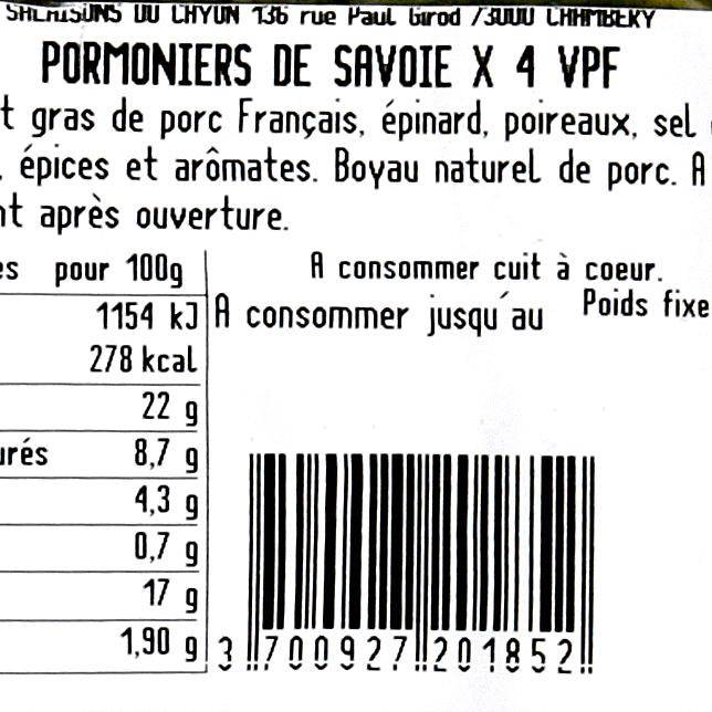 Les Pormoniers de Savoie x 4 "sans sel nitrité" - 3