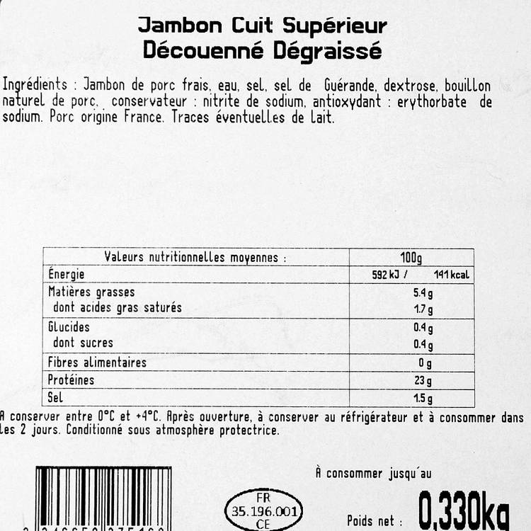 Le Jambon cuit supérieur dégraissé découenné 6 tranches - 3