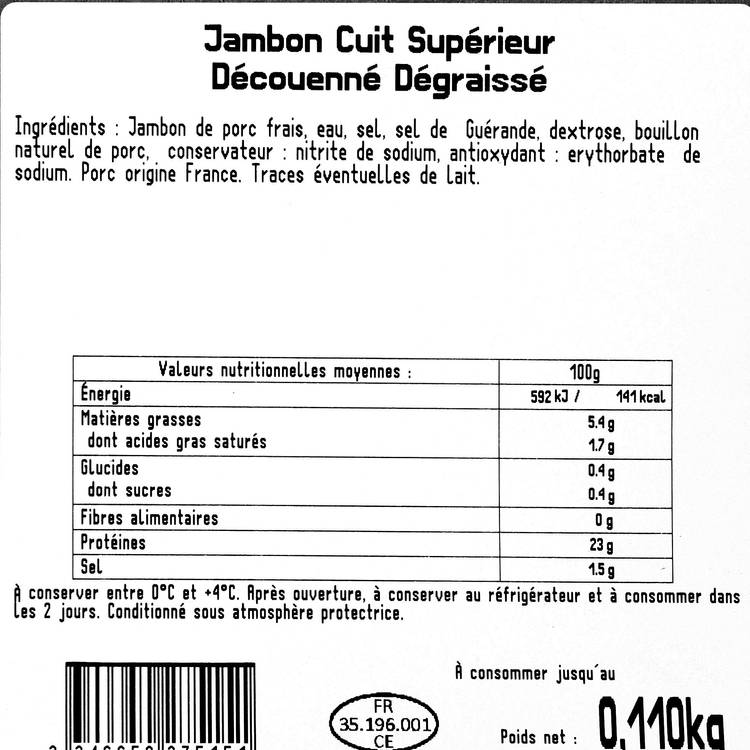 Le Jambon cuit supérieur dégraissé découenné 2 tranches - 3