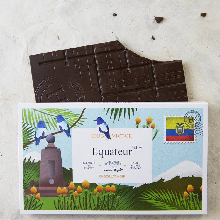 Le Chocolat noir Equateur 100% cacao 80g "Hugo et Victor"