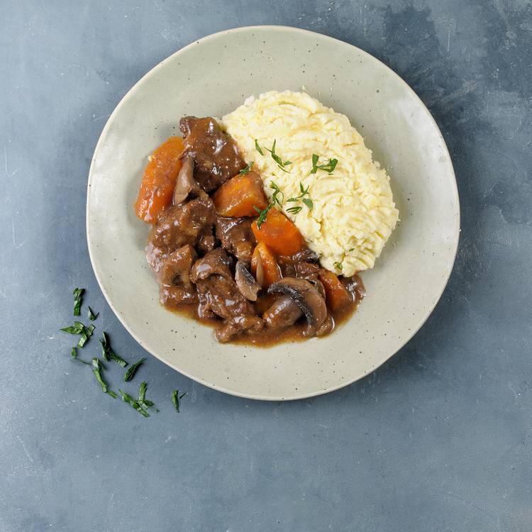 Le Bœuf bourguignon et purée de pommes de terre