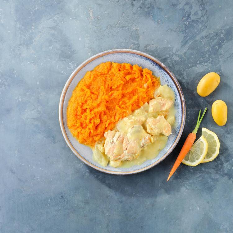 Le Saumon au citron et la purée de carotte