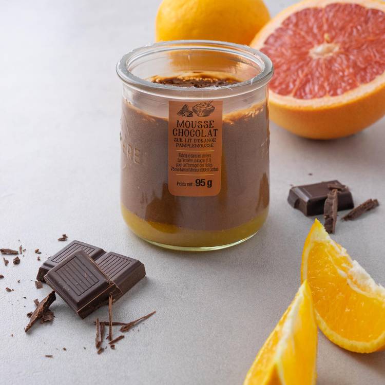 La Mousse au chocolat sur lit d'orange et de pamplemousse 95g "Les desserts du crémier" - 1