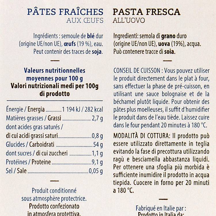 Les Feuilles à lasagnes fraîches aux oeufs 250g "Dorolina" - 3