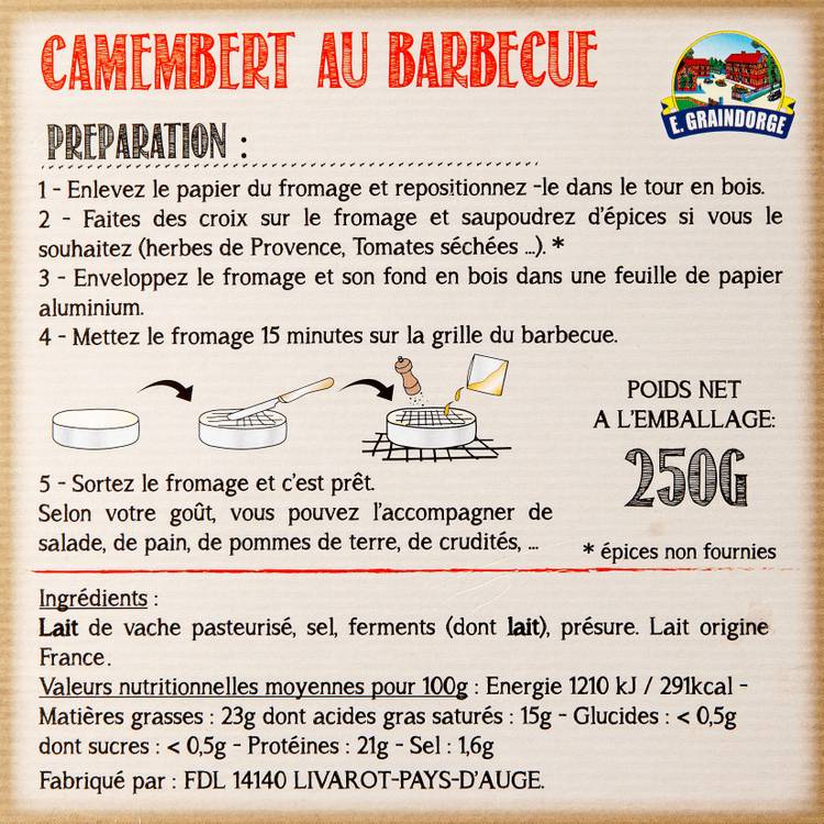 Le Camembert au barbecue "Fromagerie de Livarot" 250g - 3