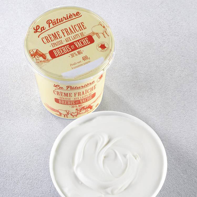 La Crème fraîche épaisse 30% au lait de brebis et vache 400g "La Pâturière"