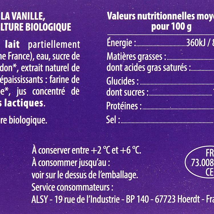 Les yaourts à boire vanille/framboise/ au lait biologique français - 3