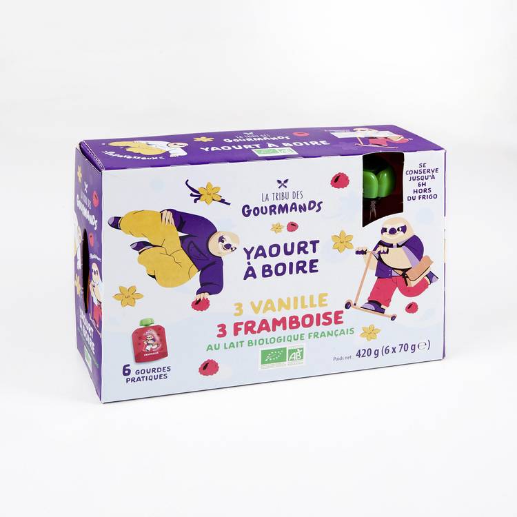 Les yaourts à boire vanille/framboise/ au lait biologique français - 2