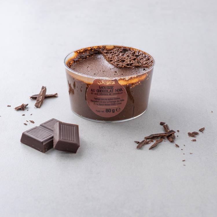 La Mousse au chocolat aux pépites de chocolat noir 80g "Les desserts du crémier" - 1