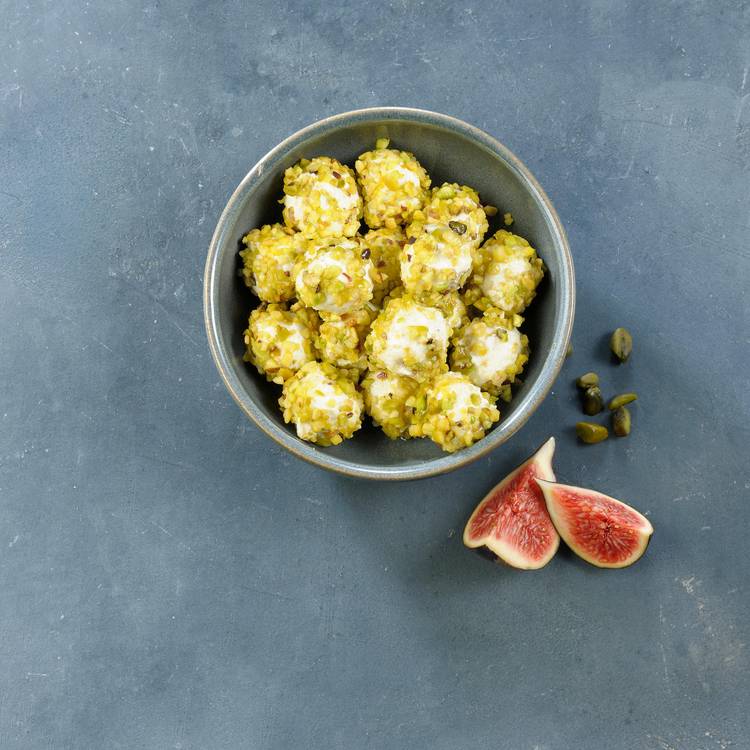 Les Billes de chèvre cœur figue topping pistache