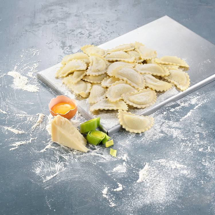 Les Mezzelune poireau et parmigiano reggiano