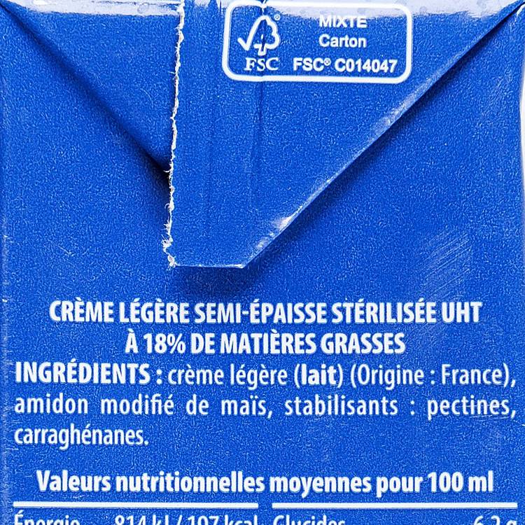 La Crème liquide légère UHT 18% - 2