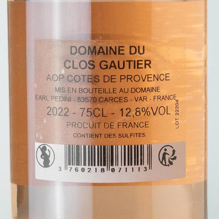 Le Vin rosé Domaine du clos Gautier AOP Cotes de Provence - 4