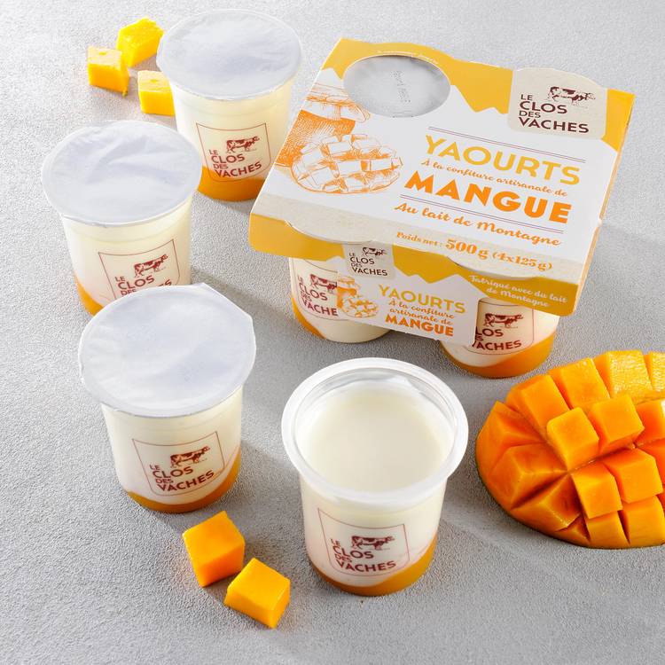 Le Yaourt à la confiture de mangue 4x125g "Le Clos des Vaches"