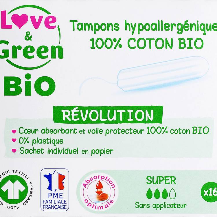 Les Tampons super sans applicateur 100% coton BIO "Love&Green" - 4